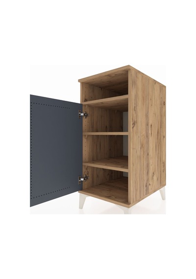 Kronos Komodin 3 Raflı Tek Kapaklı 44x59x96 Çam-antrasit Çam