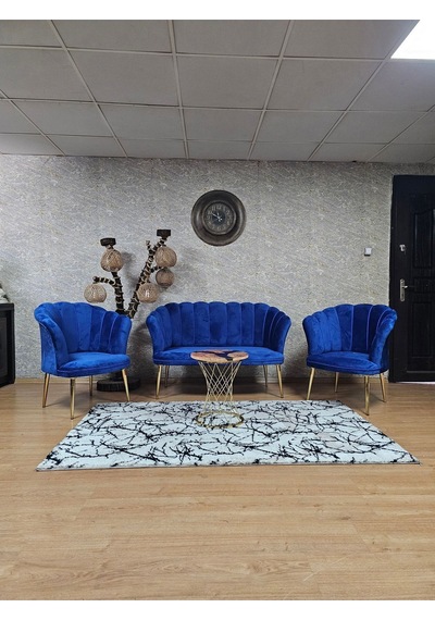 Papatya Çay Seti Koltuk Takımı Gold Sivriltme Ayak, Balkon, Salon 001