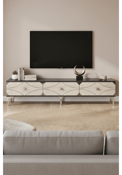 Tsa1832ag Slim Tv Stand, Tv Sehpası Antrasit-gold 180cm