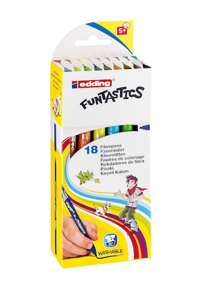 Edding 15 Funtastıcs Çocuklar İçin İnce Uçlu Keçeli Kalem 18'li Set - 1 Mm Yuvarlak Uç