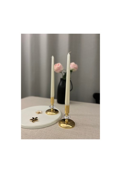 Gold Rengi Tıny Crystal 2'li Şamdan & Mumluk Seti Altın - 820457795 Altın