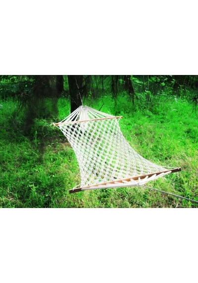 Çift Kişilik Çift Kat Makrome Salıncak Hamak En 130 CM Boy 2.5 M Beyaz