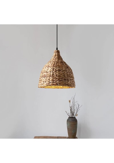 Diamond Model Tekli Rattan Bambu Tasarım İskandinav Bohem Avize