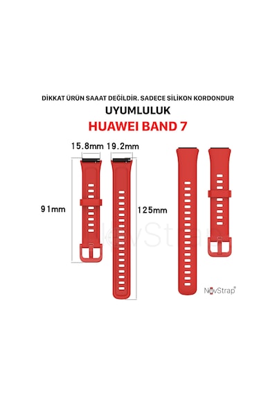 Novstrap Huawei Band 7 İle Uyumlu Kordon Honor Band 6 Kordon Tam Uyumlu Pimli Liquid Silikon Kayış