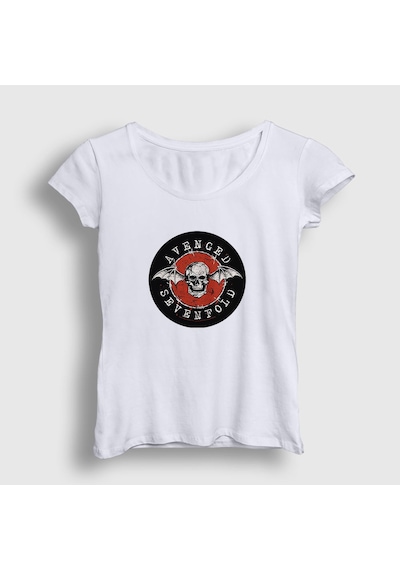 Presmono Kadın Red Avenged Sevenfold T-shirt Beyaz