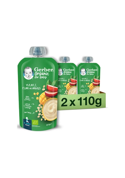 Gerber Organik Yulaflı Elma ve Mango Püresi 110g  x 2 Adet