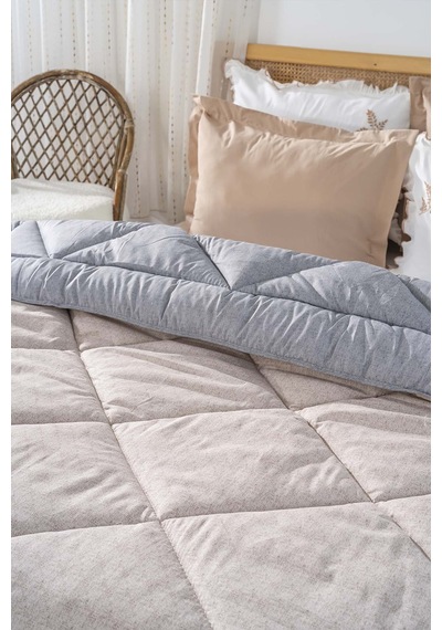 Rivaistanbul Pudra-gri Loura Çift Kişilik Çift Taraflı Lüx Wellsoft Yorgan 195x215 Cm Pudra Pembe