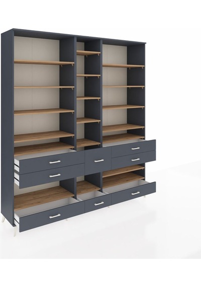 Hyperion Dolap 19 Raflı 8 Çekmeceli 220x44x243 Antrasit-çam/antrasit Atlas Çam/antrasıt Hyperion Dolap 19 Raflı 8 Çekmeceli 220x44x243 Antrasit-çam/antrasit Atlas Çam/antrasıt