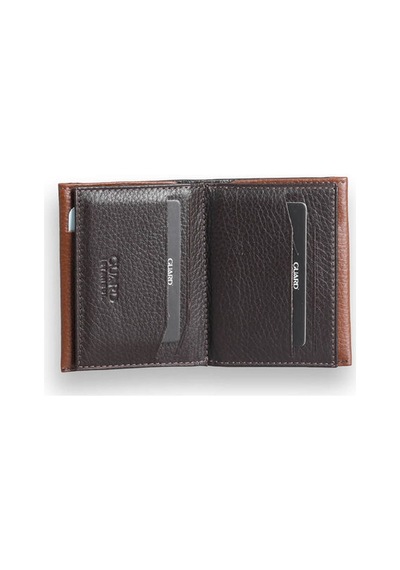 Guard Leather Guard Kahverengi - Taba Çift Renk Bölmeli Hakiki Deri Kartlık Çok Renkli
