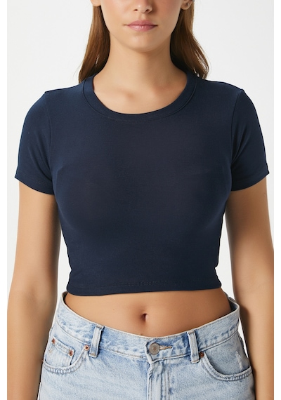 Ritnice Kadın Deal Lux Touch Yumuşak Doku Crop Lacivert Bluz