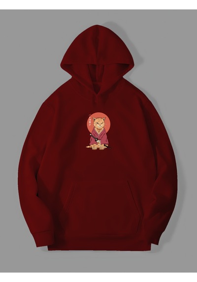 Harmandar Üç İplik Samuray Kedi Baskılı Unisex Kırmızı Kanguru Cepli Kapüşonlu Sweatshirt Hoodie Samuraycatkirmizisweat Harmandar Üç İplik Samuray Kedi Baskılı Unisex Kırmızı Kanguru Cepli Kapüşonlu Sweatshirt Hoodie Samuraycatkirmizisweat