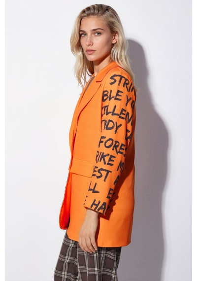 Hiccup Msn Oversize Krep Blazer Ceket Parlak Turuncu
