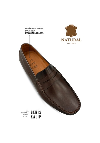 Sermoda Erkek Loafer - Hakiki Deri Rok Loafer Erkek Ayakkabı Kahve