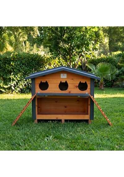 3 Yuvalı Kedi Evi Mamalıklı