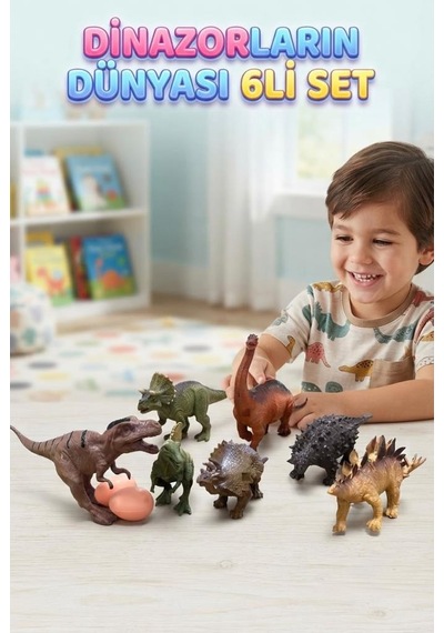 Dinozorlar Dünyası 6'lı Set Figür Oyuncak Ve Yumurta Seti - Eğitici Ve Eğlenceli Oyun Seti