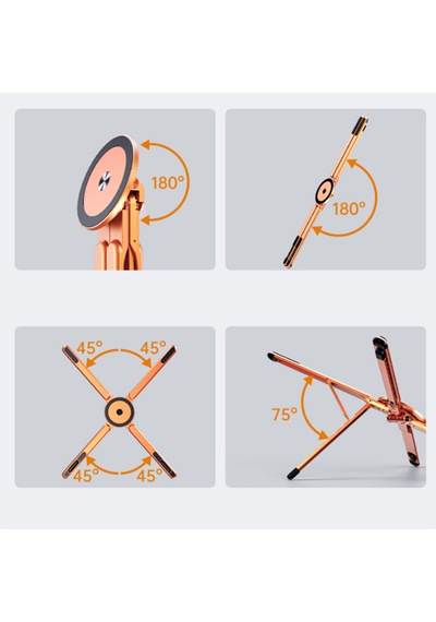 Alüminyum Katlanabilir Laptop Standı Ayarlanabilir Notebook Tablet Yükseltici 10-17.3 Inç Uyumlu Turuncu