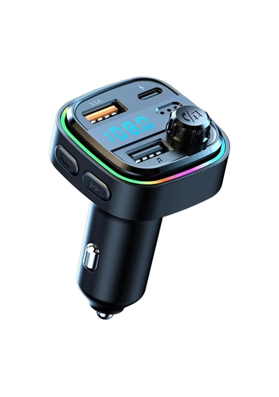 Tr Aft-13 Bluetooth 5.0 Araç İçi Fm Transmitter - 3 Port Hızlı Şarj 2x Usb-a + 1x Usb-c , Rgb Led Işıklı Eller