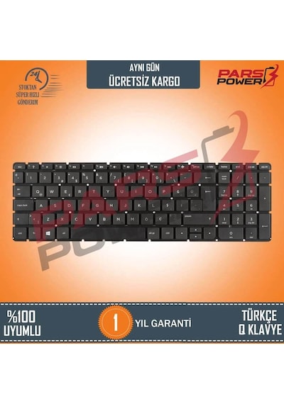 HP Uyumlu 15-Ay010Nt, 15-Ay011Nt, 15-Ay012Nt Notebook Klavye (Siyah Tr) Klavye