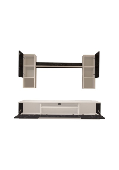 Decoraktiv Trendstyle 5das Mdf Tv Ünitesi Tv Sehpası Beyaz - Siyah Mermer