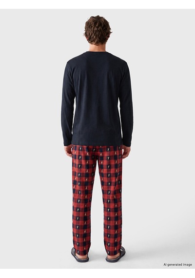 LC Waikiki Lc Waıkıkı Lacivert Regular Fit Yılbaşı Temalı Erkek Pijama Takımı
