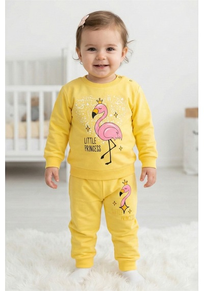 İkili Basklı Bebe Takımı Sarı
