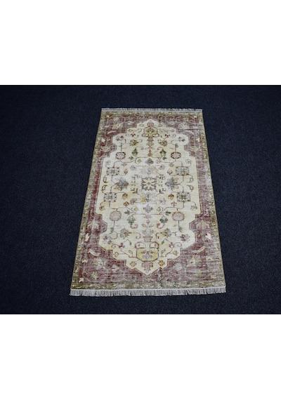 Zehra Abla Halı Vintage El Dokuma Benzersiz Eskitme İran Yün Halı 7465 Çok Renkli