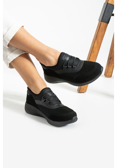 Siyah Anatomik Esnek Taban Slip-on Spor Ayakkabı Günlük Sneaker Siyah