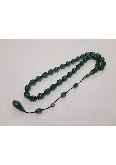 Bünyamin Barlak İmzalı Beyzi Kesim Ateş Kehribar Tesbih 8.5 x 11