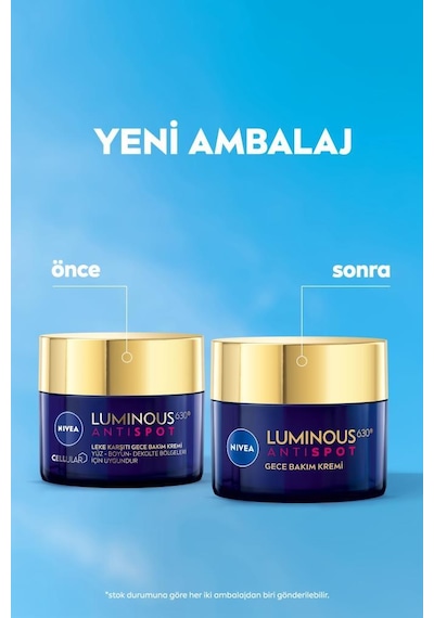 Nivea Luminous630 Thiamidol Etkili Leke Karşıtı Gece Yüz Bakım Kremi Hyaluronik Asit Nemlendirici 50 ML