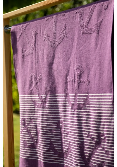 Menderes Home Cotton Collection Bukle Plaj Havlusu Çapa Mor