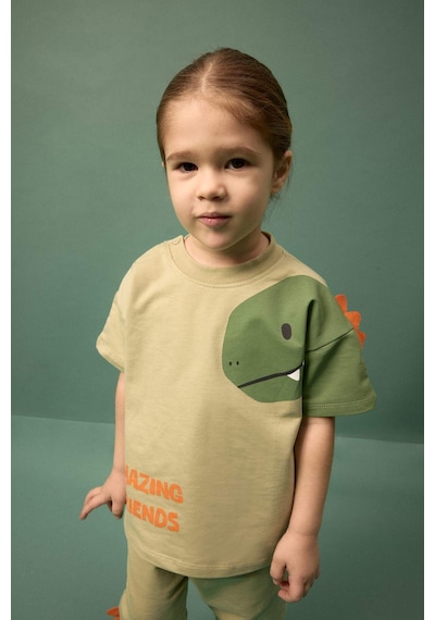 Defacto 2li Takım Dinozor Baskılı Sweatshirt Alt Erkek Bebek G8066a526smgn1216 Yeşil-gn1216