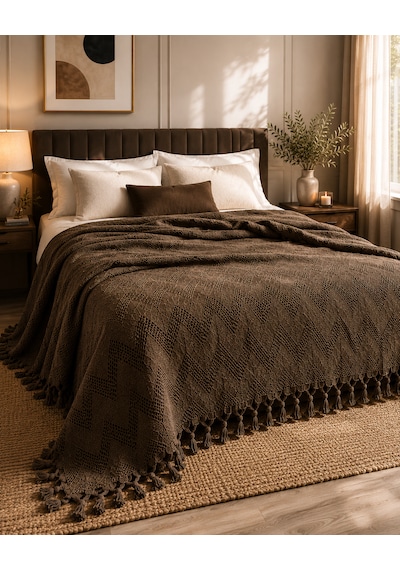 Kapreo Home Craft Collection Premium Çift Kişilik Pike 200 X 230 Kahverengi
