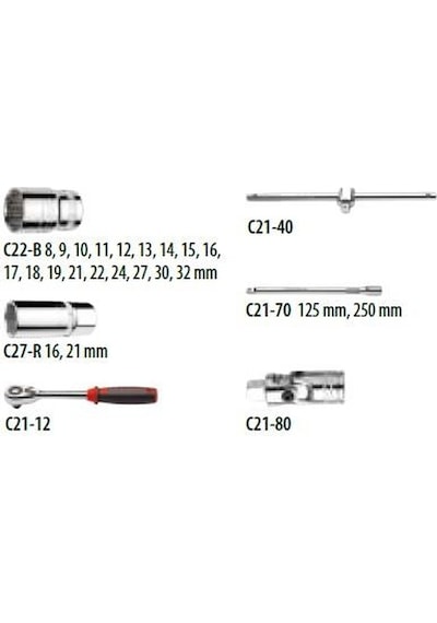 Ceta Form C20-25pb2 1/2” Lokma Takımı 12 Köşe 25 Parça Metal Çant