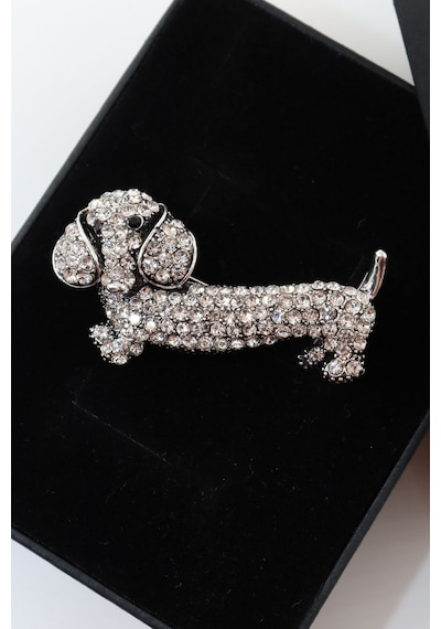 Dakhund Köpeği Broş. Yaka Iğnesi Broş. Taşlı Tasarım Broş. Kadın Broş. Erkek Broş. Broş. Unisex Gümüş