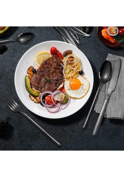 Valkyrie Çantalı Yolculuk Çatal Kaşık Bıçak Seti Kişiye Özel 1. Sınıf Paslanmaz Çelik Ofis Okul Kamp Restaurant C3404 Siyah