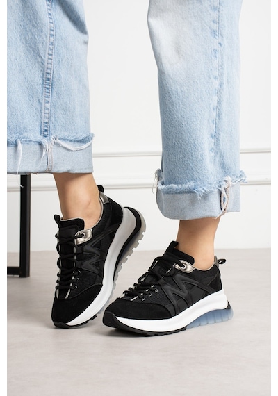 Shoetek Susanne Kadın Sneakers Bağcıklı Spor Ayakkabı Siyah Süet