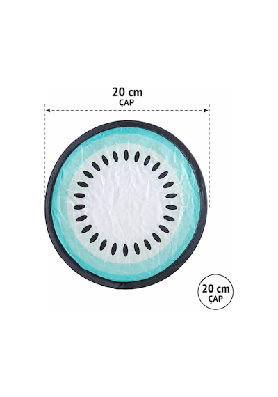 Katlanır Mini Çantalı Kivi Desenli El Yelpazesi 20 Cm Taşınabilir Yazlık Plaj Kamp Seyahat Serinletici Yelpaze