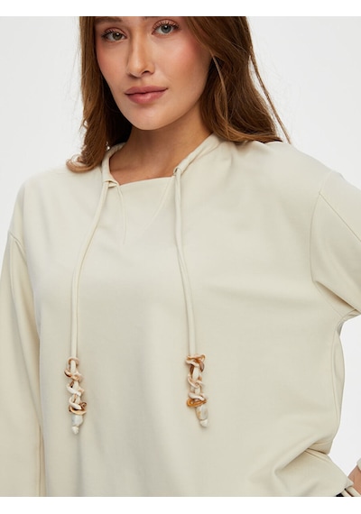 Faik Sönmez Relax Modallı Kemik Aksesuar Detaylı Sweatshirt W26swt011 Uw26swt01172 Taş