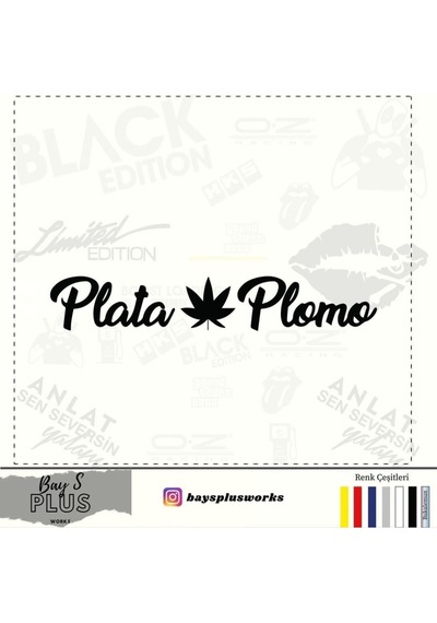 Plata Plomo Oto Sticker Siyah 20 10 Cm