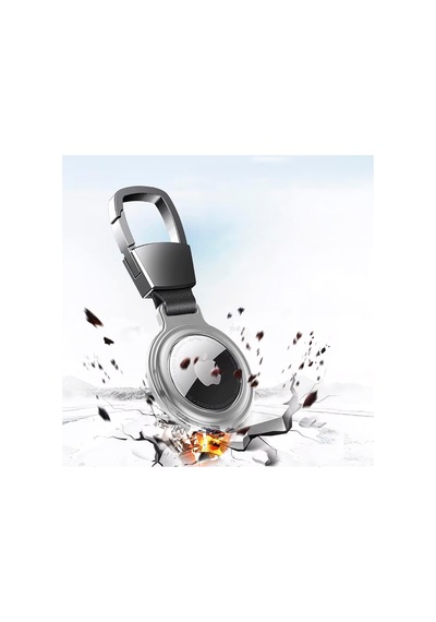 Buff Tagsafe Hooksteel Taşınabilir Anahtarlık Darbeye Dayanıklı Metal Askılı Airtag Kılıf Gümüş