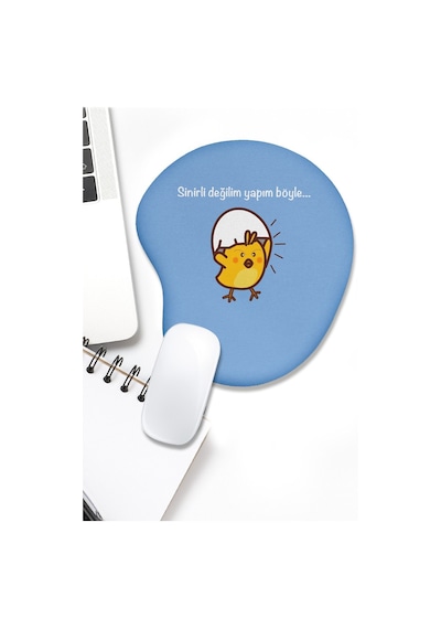Mouse Pad Baskılı Bilek Destekli Sinirli Civciv Mousepad