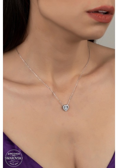 Union Swarovski Zirconia Kadın Kalp Pırlanta Doğum Günü Gümüş Ko