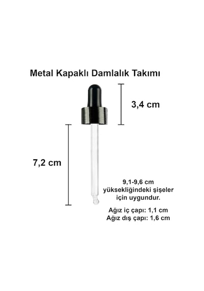 Afracam Amber 50 Ml Kapaklı Dropper Damlalık Cam Şişe 30 Adet Siyah