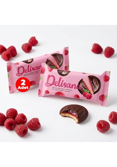 Delisana Çikolata Kaplamalı Ahududu Aromalı Jöle Dolgulu Kek 135gr 2 Adet