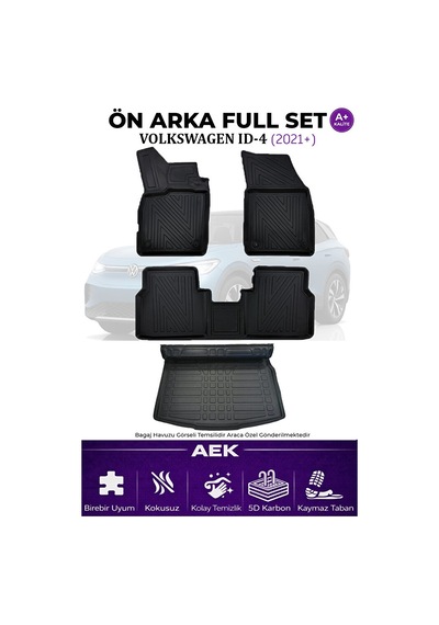 Volkswagen İ.d4 2021+ 5d Karbon Paspas Takımı +3d Pvc Bagaj Havuz