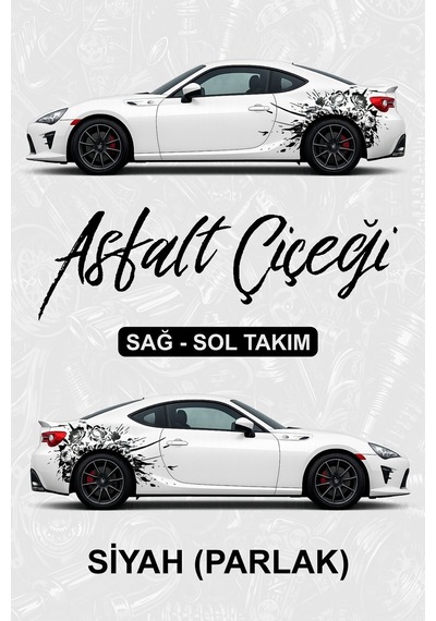 Asfalt Çiçeği Kaplama Sticker Siyahparlak - 852822446