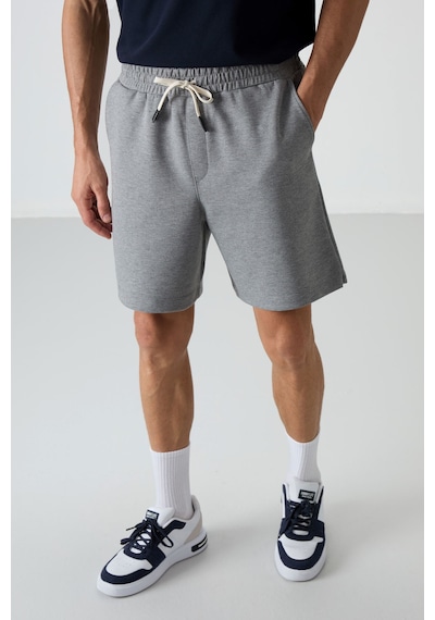 Air Jones Tommy Life Gri Melanj Pamuklu Kalın Yumuşak Dokulu Comfort Fit Basic Erkek Şort - 81274 GRI MELANJ
