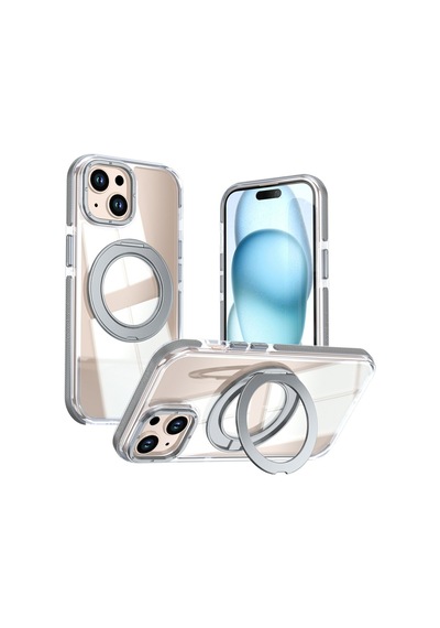Teleplus Apple Uyumlu iPhone 15 Kılıf Smatch 360 Dönerli Tpu Magsafe Kapak