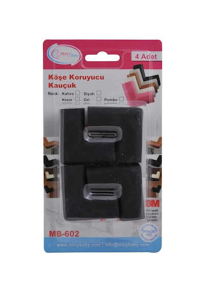 Miny Baby Unisex Kauçuk Köşe Koruyucu, Siyah Çok Renkli