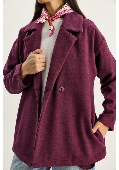 Shade Kadın Kruvaze Yaka Cep Detaylı Kaşe Blazer Ceket 60283757 - Mor